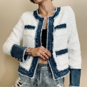 Nanette Lepore White and Blue Tweed Jacket NWT